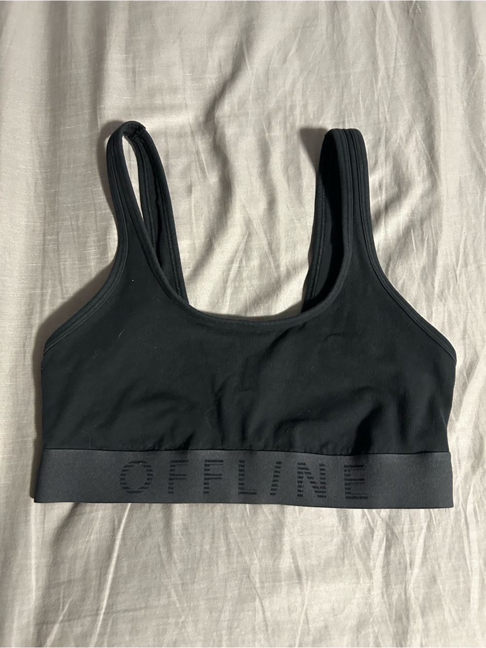 Offline by aerie Black OG Recharge Least Support Scoop Neck Bralette Size L